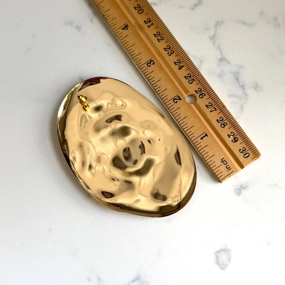2/$30🌵 Animal Print Cheetah Leopard Jumbo Oval Gold Tone Earrings Boho Gift NEW